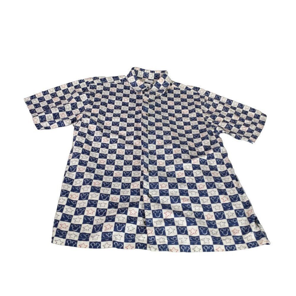Vintage Disney Store Patriotic Mickey Mouse Button Up Shirt Sz S Men Kidcore‎